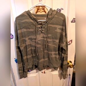 SO Lounge Life Lace Up Camo Hoodie